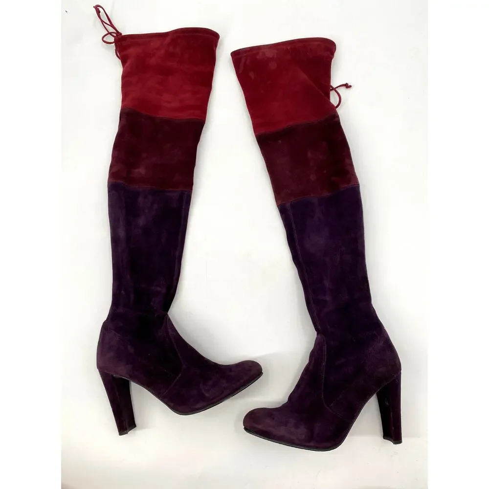 STUART WEITZMAN Troika Colorblock Suede Over-the-knee Boots